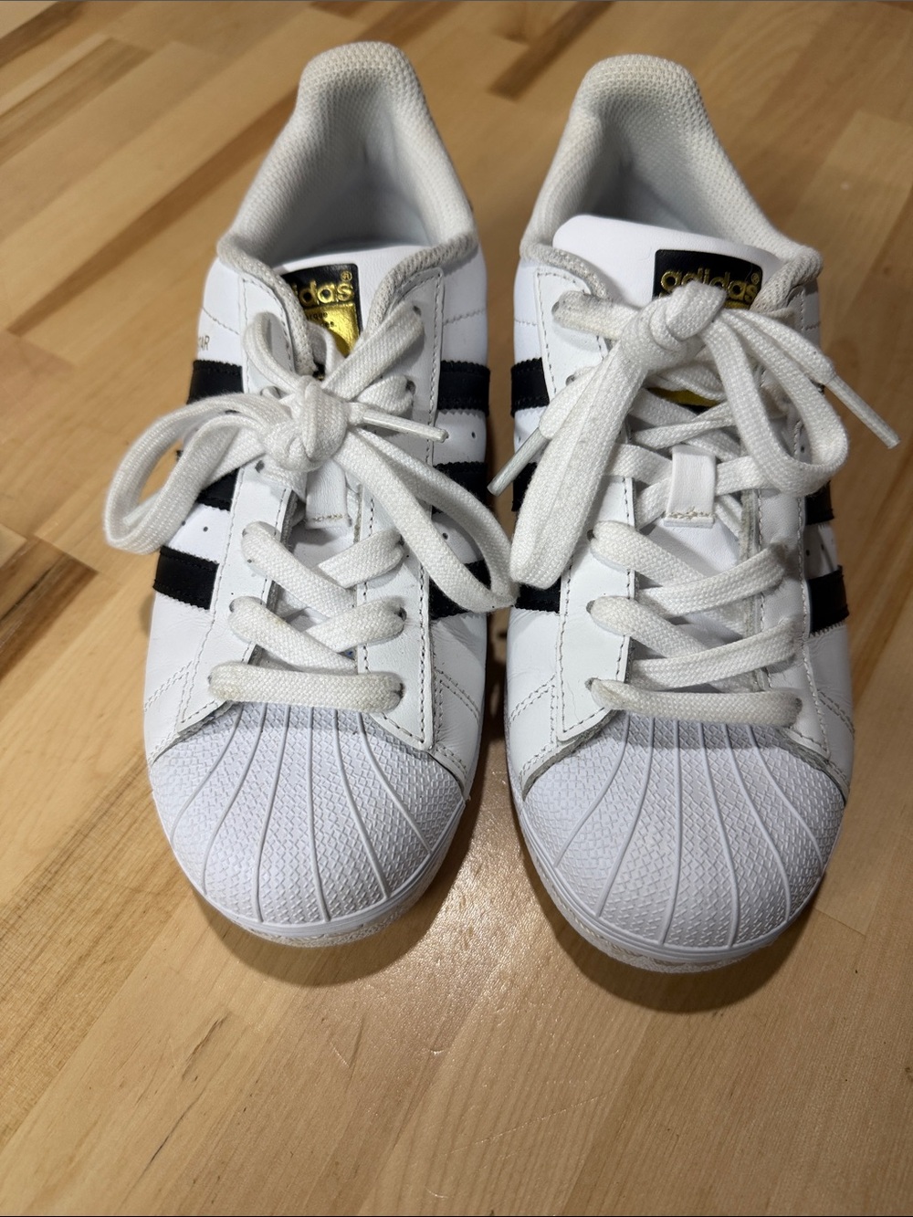 adidas White and Black Kids' Classic Shell-Toe Sneakers